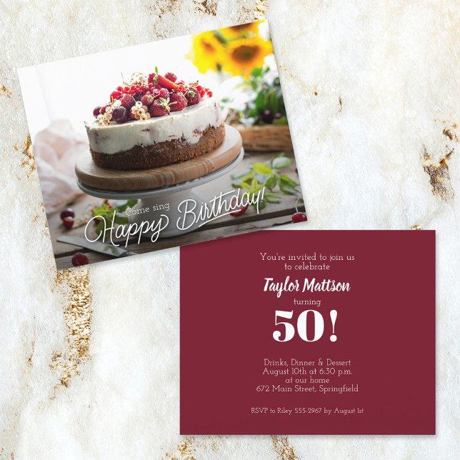 Invitations Élégantes à la fête du gâteau d'annive (Créateur téléchargé)