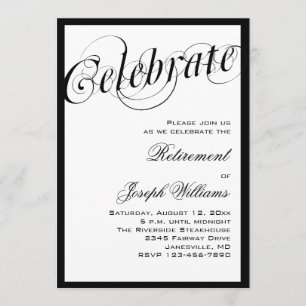 Invitations élégantes à la retraite en noir et bla