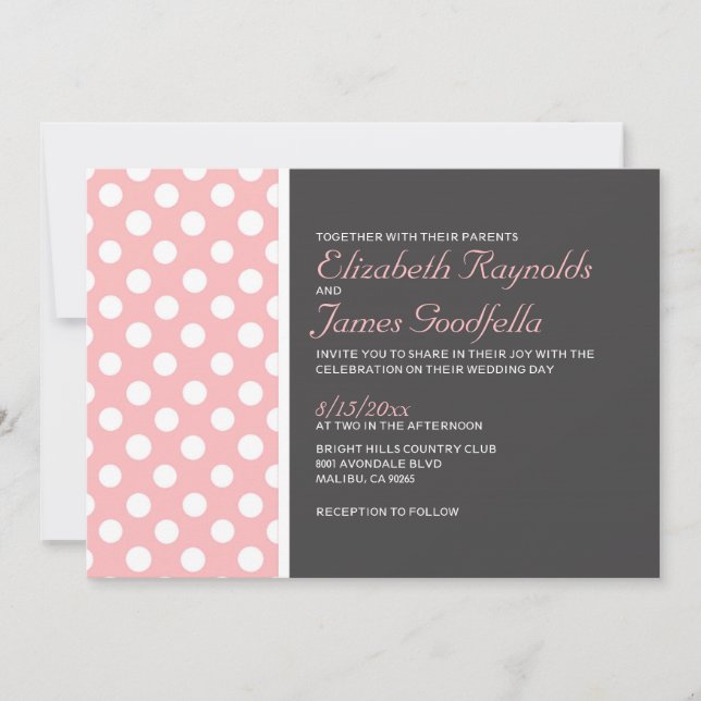 Invitations Élégantes à un mariage à point Polka (Devant)