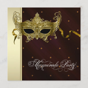 Invitations élégantes Black Gold Masquerade Party