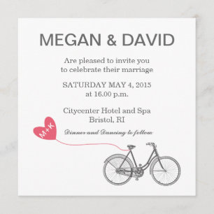 Invitations élégantes blanches de mariage - vélo