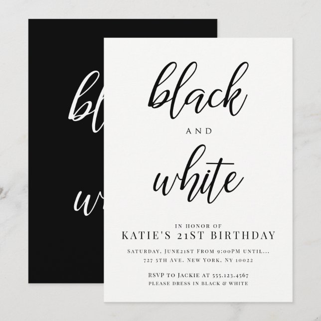 Invitations élégantes de Black and White Party (Devant / Derrière)