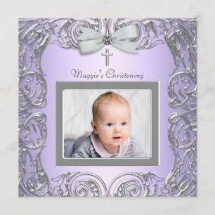 Invitations élégantes de Christening Violet Gris