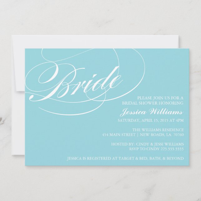 Invitations Élégantes de douche nuptiale (Devant)