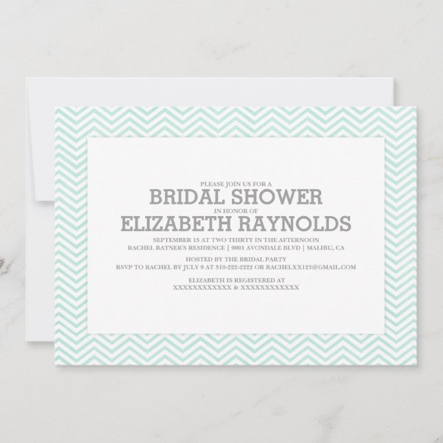 Invitations Elégantes de douche nuptiale Zigzag (Devant)