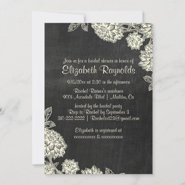 Invitations Élégantes de douches nuptiales en ardo (Devant)