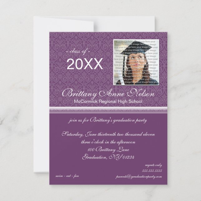 Invitations élégantes de la fête de graduation (Devant)
