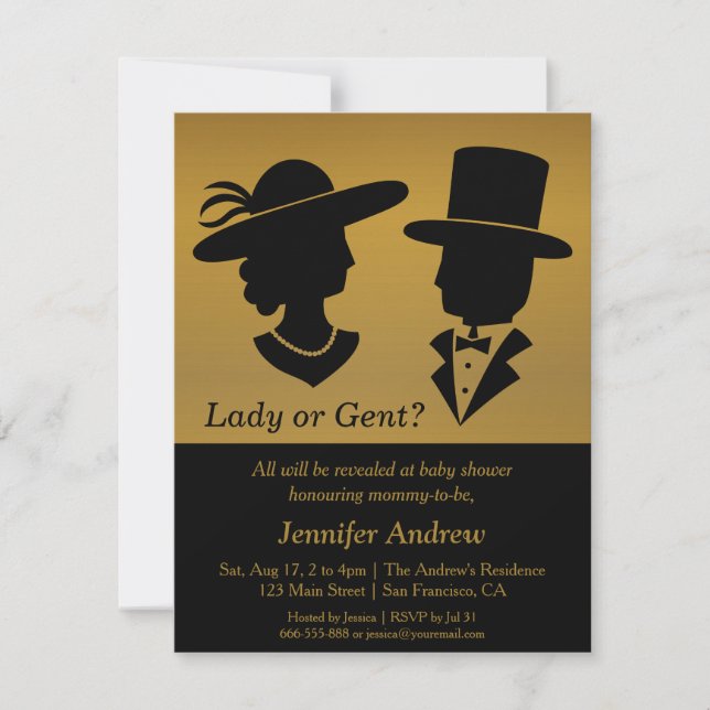 Invitations élégantes de Madame Gent Gender Reveal (Devant)