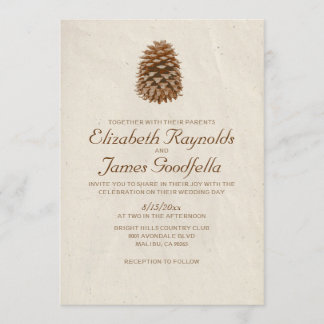Invitations élégantes de mariage de cône de pin