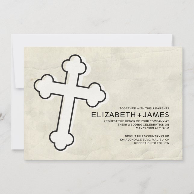 Invitations élégantes de mariage de croix de fer (Devant)