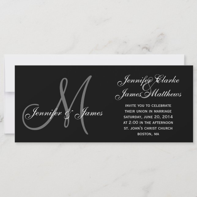 Invitations élégantes de mariage de monogramme (Devant)
