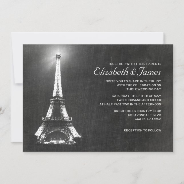 Invitations élégantes de mariage de Paris (Devant)