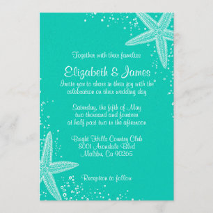 Invitations élégantes de mariage d'étoiles de mer