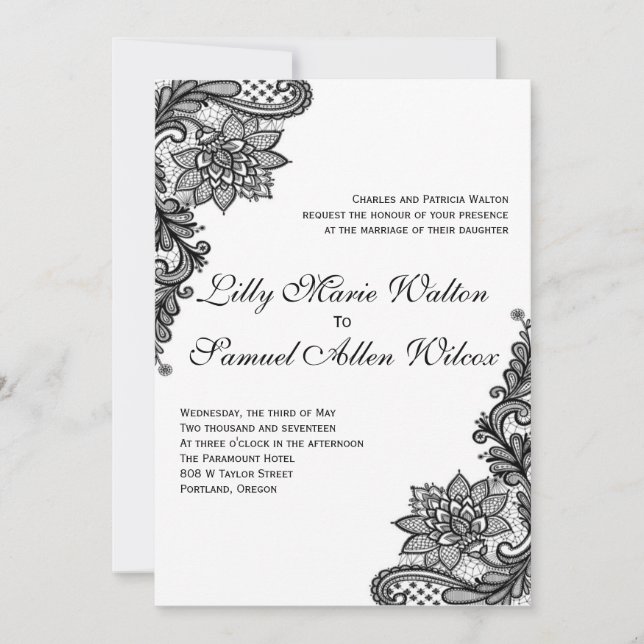 Invitations élégantes de mariage en dentelle (Devant)