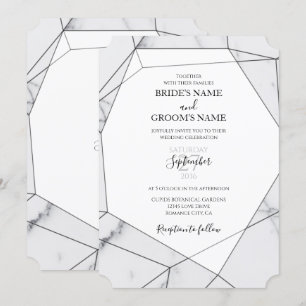 Invitations élégantes de mariage en marbre géométr
