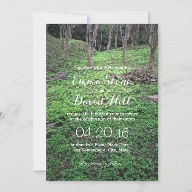Invitations Élégantes de Mariage Forêt (Devant)