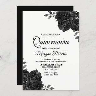 Invitations élégantes de Quinceanera à la rose noi