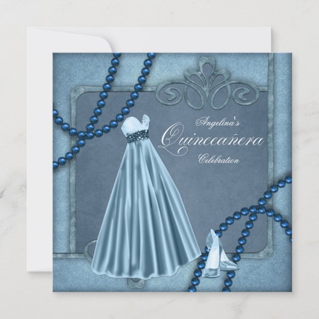 Invitations élégantes de Quinceanera Bleue (Devant)