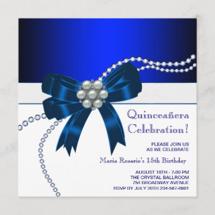 Invitations élégantes de Quinceanera de bleu royal