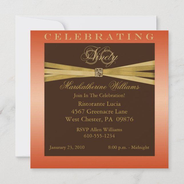 Invitations élégantes du 90e anniversaire (Devant)