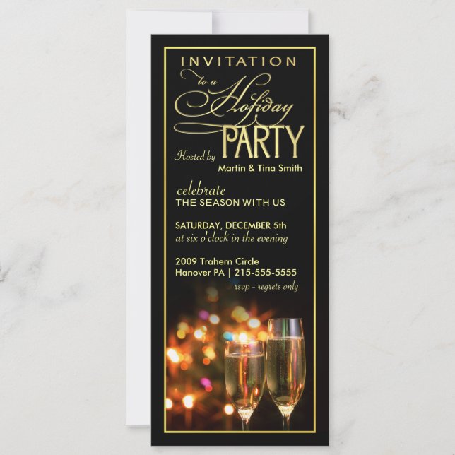 Invitations Élégantes pour fêtes de fin d'année -  (Devant)