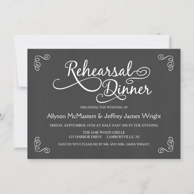 Invitations Élégantes pour le dîner de répétition  (Devant)