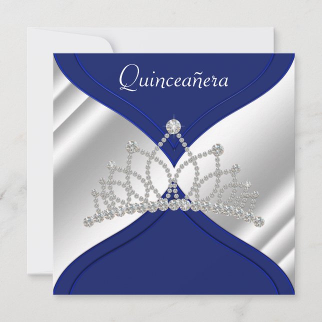 Invitations élégantes Royal Blue Quinceanera (Devant)