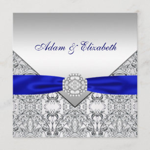 Invitations élégantes Silver et Royal Blue Wedding