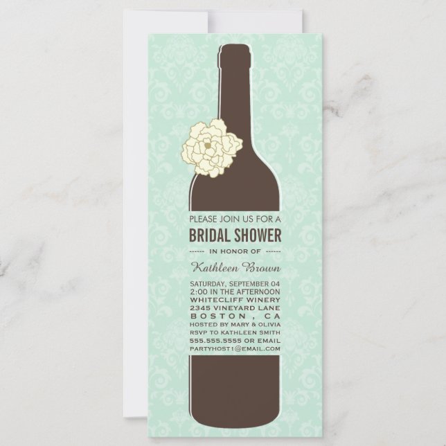 Invitations Élégantes Vin Vintage Douche nuptiale (Devant)