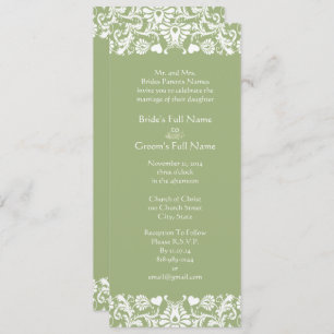Invitations élégantes Vintage Green Mariage damass