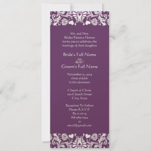 Invitations Élégantes Vintage Plum Mariage damassé