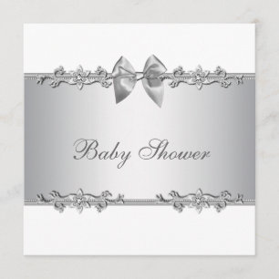Invitations élégantes White Baby Shower