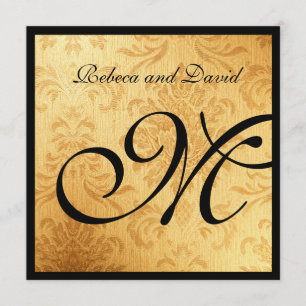 Invitations élégants de mariage de monogramme d'or