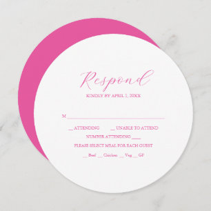 Invitations empilables de carte RSVP rose vif