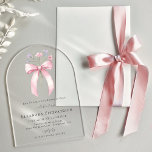Invitations En Acrylique 21e Anniversaire de la fête de la Bow rose Fleur s<br><div class="desc">Un arc de coquette rose féminin est décoré de petits fleurs sauvages roses et violets.</div>