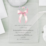 Invitations En Acrylique 21e fête d'anniversaire Pink Coquette Bow Fleur sa<br><div class="desc">Un arc de coquette rose féminin est décoré de petits fleurs sauvages roses et violets.</div>