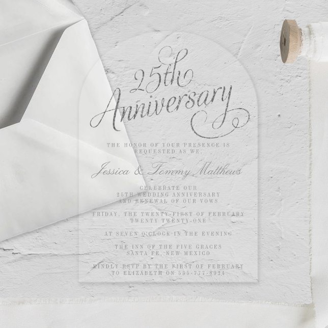 Invitations En Acrylique 25e Anniversaire de Mariage Argenté (Créateur téléchargé)