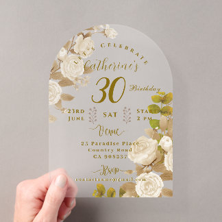 Invitations En Acrylique 30e Anniversaire du Jardin de Roses