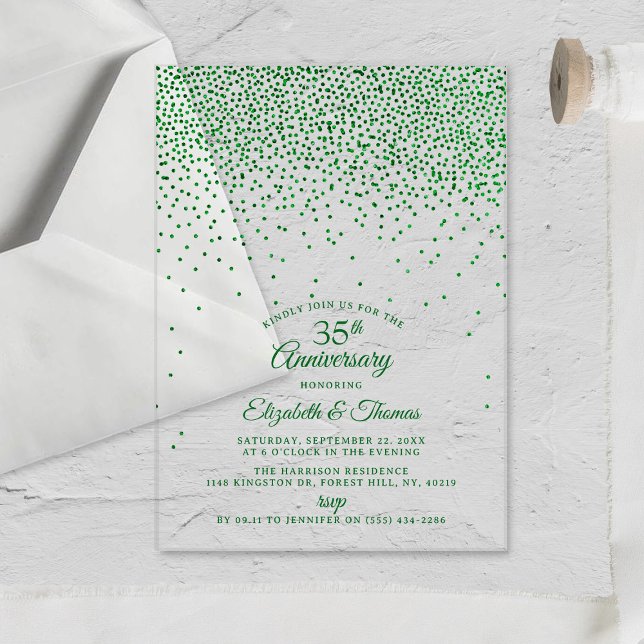 Invitations En Acrylique 35e anniversaire de mariage d'émeraude (Créateur téléchargé)