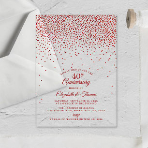 Invitations En Acrylique 40e anniversaire de mariage Rubis