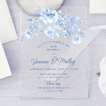 Invitations En Acrylique 40e fête d'anniversaire Dusty Blue Floral<br><div class="desc">Elégante invitation acrylique rose bleu floral 40e anniversaire.</div>