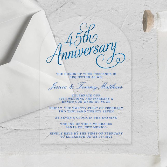 Invitations En Acrylique 45e Anniversaire de Mariage Saphir (Créateur téléchargé)