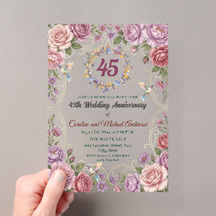 Invitations En Acrylique 45e Anniversaire de Mariage Saphir Colibris