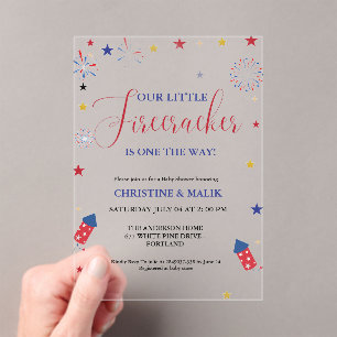 Invitations En Acrylique 4 juillet petit Baby shower de pétards