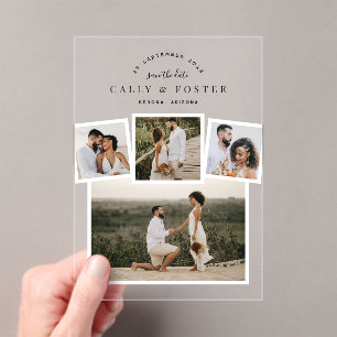Invitations En Acrylique 4 Photo Collage Save the Date Transparent 