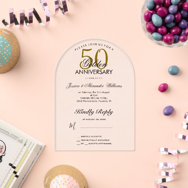 Invitations En Acrylique 50e anniversaire de mariage (Insitu (Célébration))