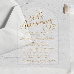 Invitations En Acrylique 50e anniversaire de Mariage d'or