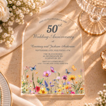 50e Anniversaire de Mariage Fleurs Sauvages Or