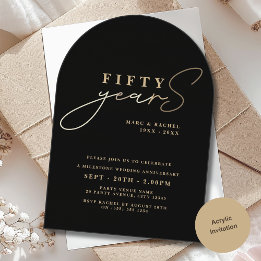 Invitations En Acrylique 50e Anniversaire de Mariage Or Noir