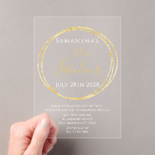 Invitations En Acrylique 50e anniversaire Elegant Chic Anniversaire fête